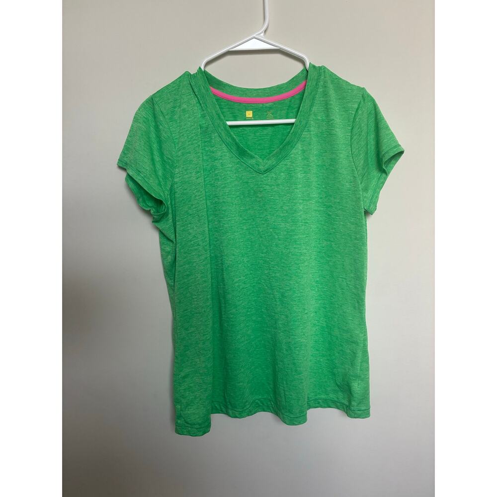 Xersion Women’s Green V-Neck Active Tee Size Large Loose Fit Athletic Top